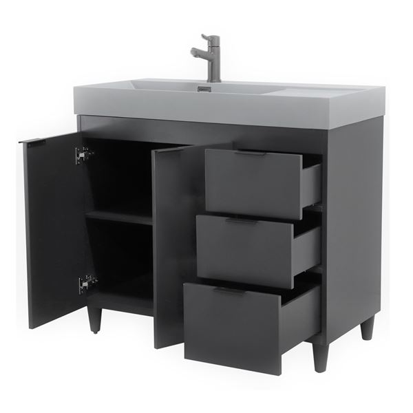 39 in. Single Sink Vanity in Dark Gray with Dark Gray Composite Granite Sink Top
