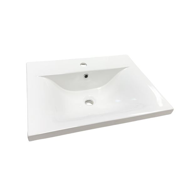 24″ EdgeFlow Single Ceramic Sink Top with Single Faucet Hole