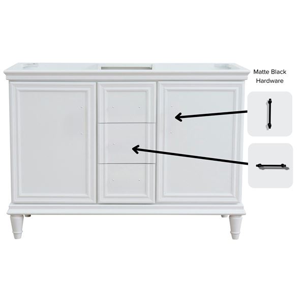 49" Double Vanity in White Finish with White Carrara and Round Sinks