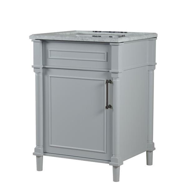 Napa 24" SINGLE VANITY IN L/GRAY WITH WHITE CARRRA MARBLE TOP
