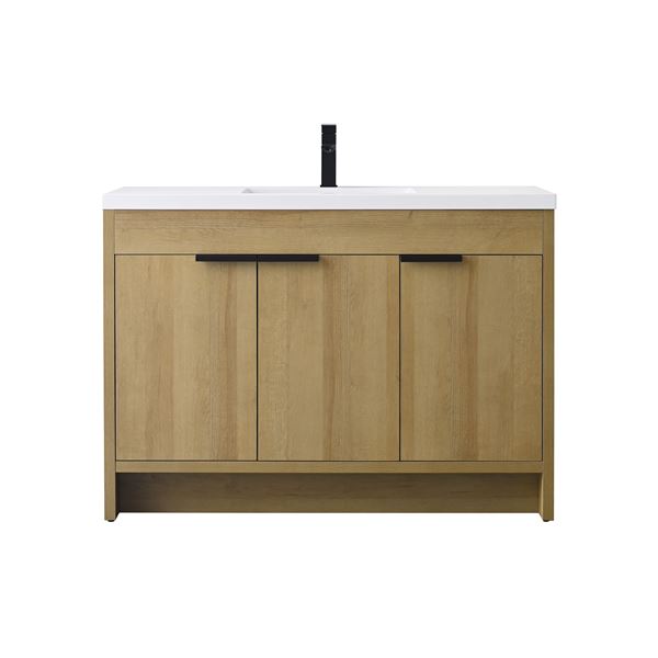 48 in. Single Vanity in Natural Oak finish with Solid Surface Resin White Sink