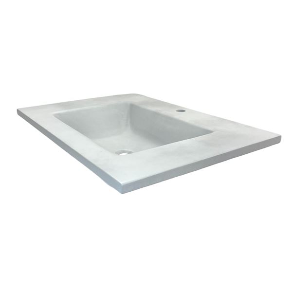 31 in. Single Concrete Ramp Sink Top with Rectangle Sink, Light Gray 