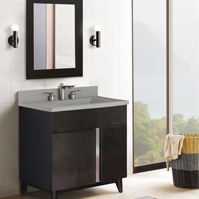 31 in. Single Vanity in Silvery Brown Finish with Gray Concrete Top and Rectangle Sink