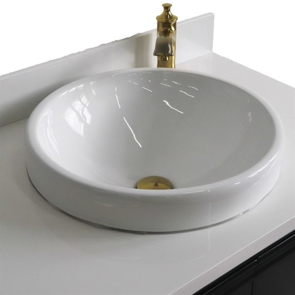 31" Single vanity in Dark Gray finish with White quartz and round sink