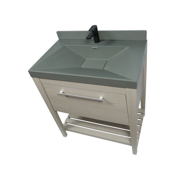 31.5" Single Sink Vanity In Light Gray with Gray Composite Granite Top