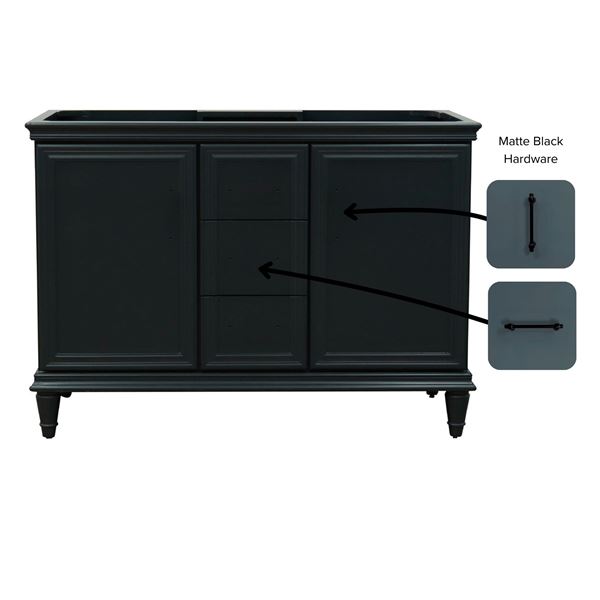 49" Double Vanity in Dark Gray Finish with White Carrara and Round Sink