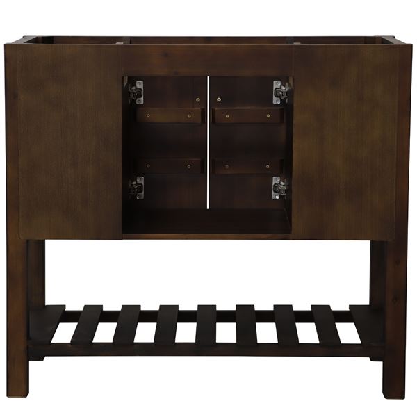 39 in Single Sink Vanity Rustic Wood Finish in Gray Concrete Top Brushed Nickel Hardware