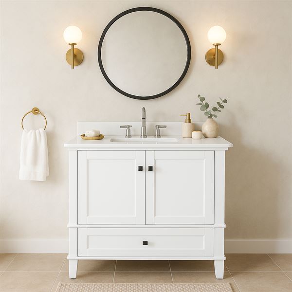 Round Metal Frame Mirror in Matte Black