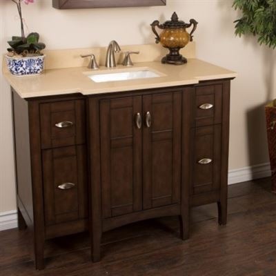 45 in  Single sink vanity in sable walnut with quartz top in cream