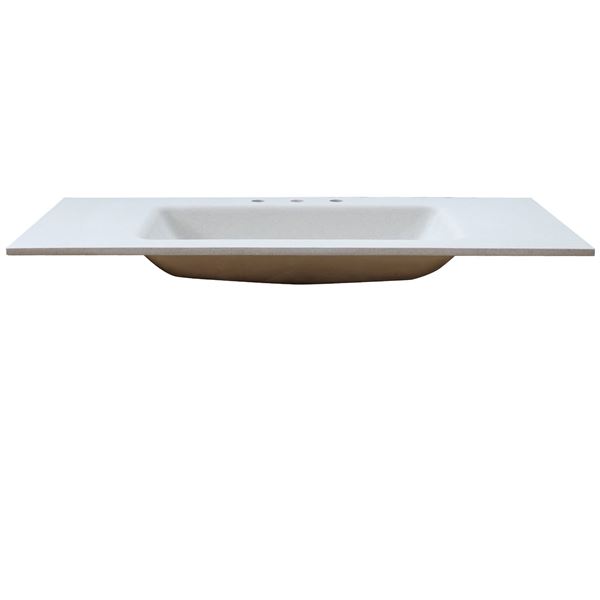 49 in. Single Slate White Concrete Top with Rectangle Sink