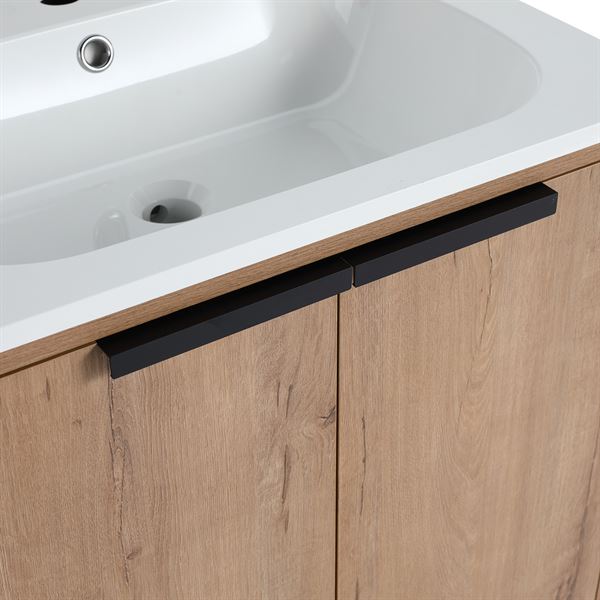 24 in. Single Vanity in Neutral finish with Solid Surface Resin White Sink