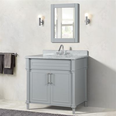 Napa 36" SINGLE VANITY IN L/GRAY WITH WHITE CARRRA MARBLE TOP
