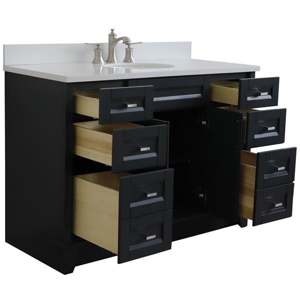 49" Single Sink Vanity in Dark Gray Finish With White Quartz and Oval Sink