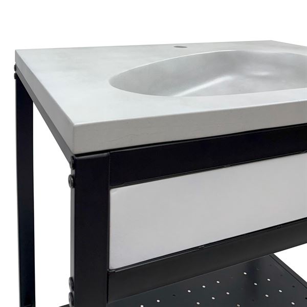 31 in. Single Sink Vanity- Black Metal Frame with Light Gray Concrete Sink Top