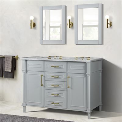 Napa Napa 48" DOUBLE VANITY IN L/GRAY WITH WHITE CARRRA MARBLE TOP