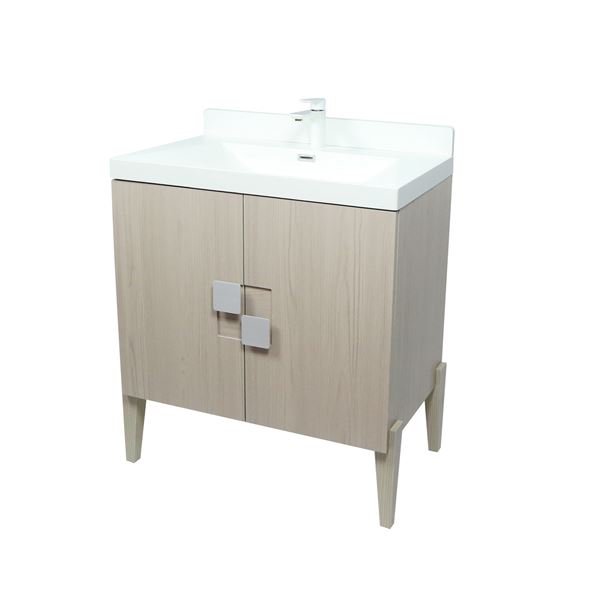 31.5" Single Sink Vanity In Light Gray Finish with White Composite Granite Top