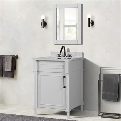 Napa 24" SINGLE VANITY IN WHITE WITH WHITE CARRRA MARBLE TOP