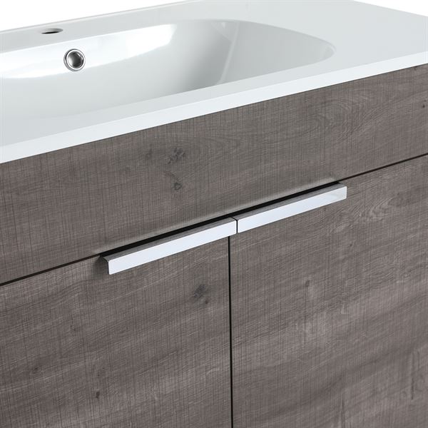 36 in. Single Vanity in Gray Oak finish with Solid Surface Resin White Sink