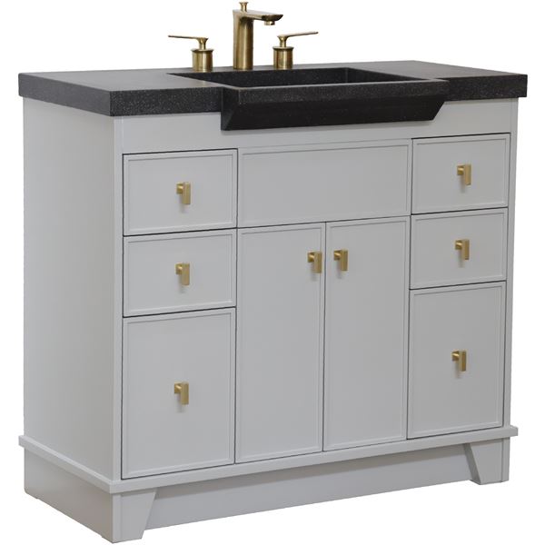 39 in Single Sink Vanity Light Gray Finish in Black Concrete Top