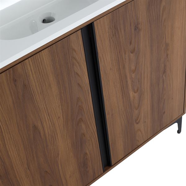 39 in. Single Vanity in Brown Walnut finish with Solid Surface Resin White Sink