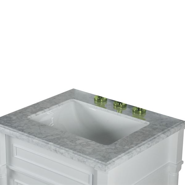 Napa 24 in. Single Vanity in White with White Carrara Marble Top with Gold Hardware