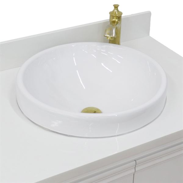 31" Single vanity in White finish with White quartz and round sink