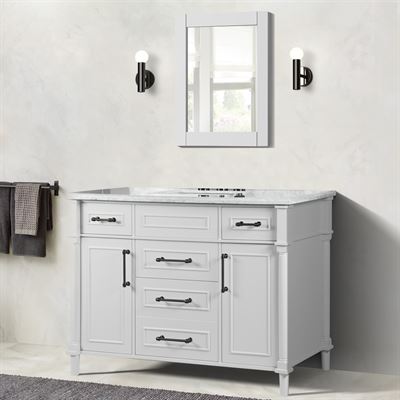 Napa Napa 48" SINGLE VANITY IN WHITE WITH WHITE CARRRA MARBLE TOP