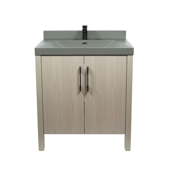 31.5" Single Sink Vanity In Light Gray with Gray Composite Granite Top