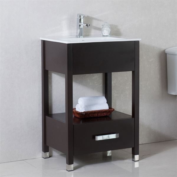 24 in Single sink vanity-manufactured wood-espresso