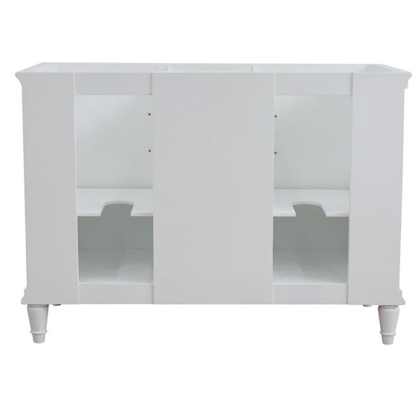 49" Double vanity in White finish with Black galaxy and round sink