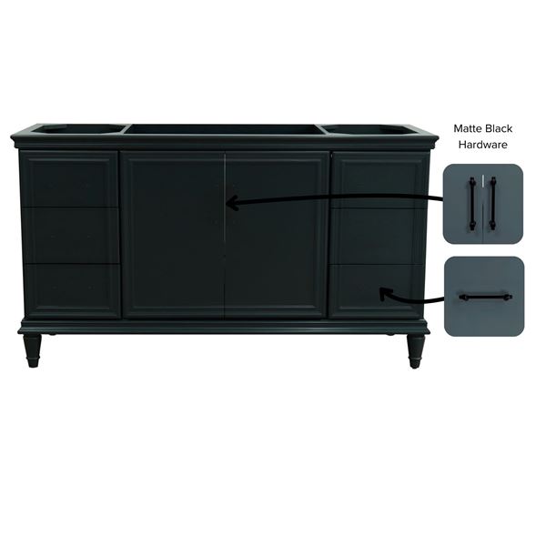 61" Single Sink Vanity in Dark Gray Finish and Gray Granite and Oval Sink