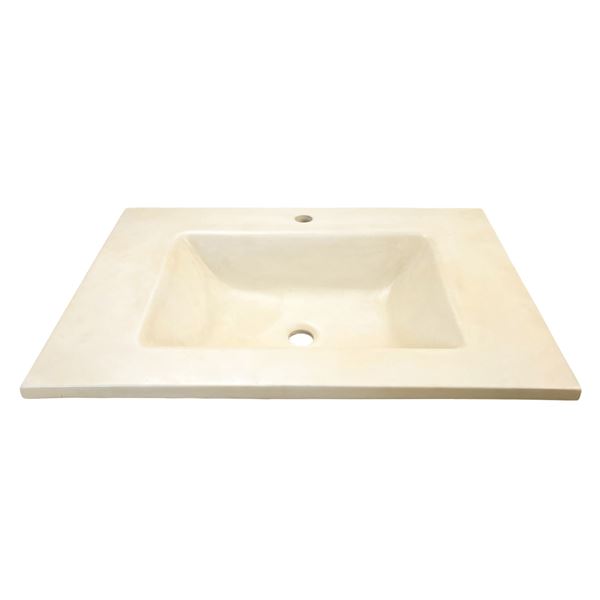 31 in. Single Concrete Ramp Sink Top with Rectangle Sink, Cream 