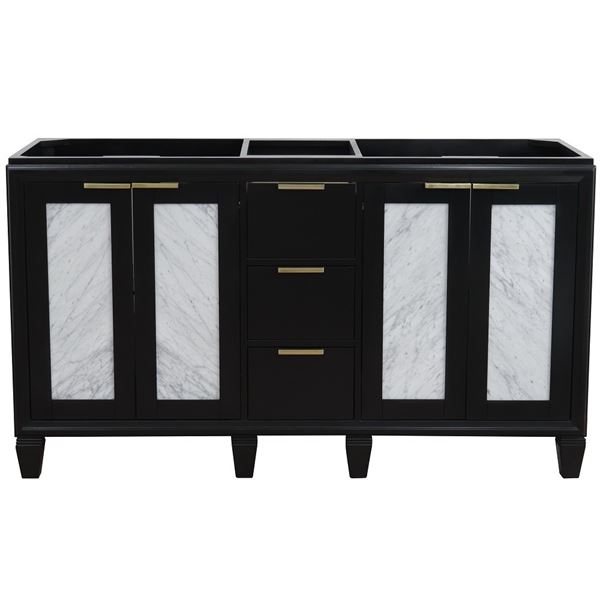 60" Double vanity in Black finish - cabinet only