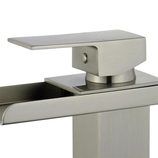DISCONTINUED : Pampalona Single Handle Bathroom Vanity Faucet with Overflow in Brushed Nickel