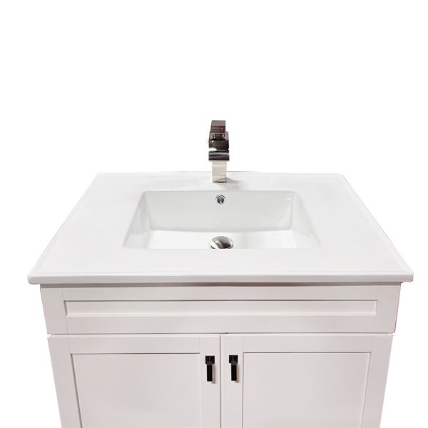 31 in. Single Sink Foldable Vanity Cabinet in White with White Ceramic Top