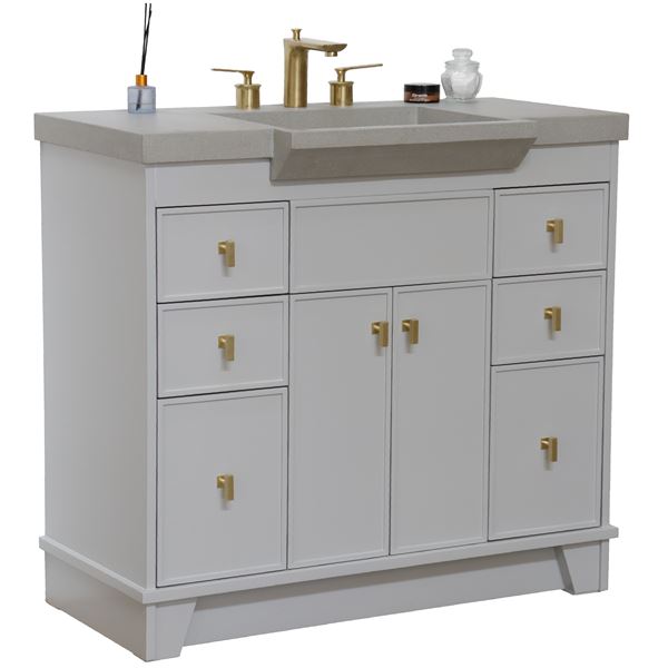 39 in Single Sink Vanity Light Gray Finish in Gray Concrete Top