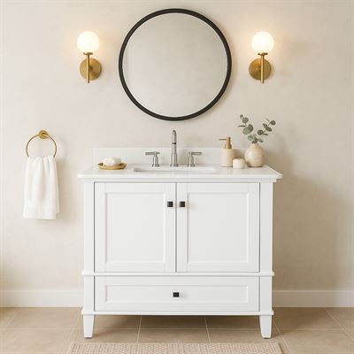 Round Metal Frame Mirror in Matte Black