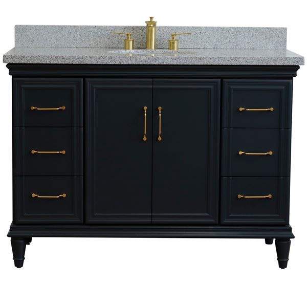 49" Single sink vanity in Dark Gray finish with Gray granite and and oval sink