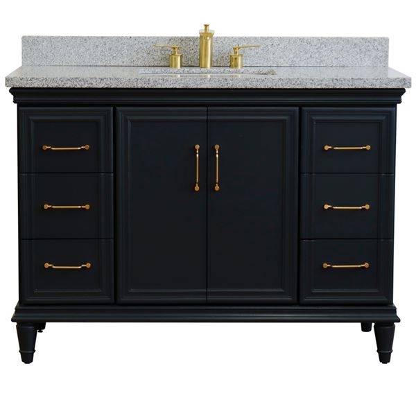 49" Single sink vanity in Dark Gray finish with Gray granite and rectangle sink