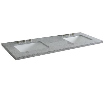 61" Gray granite countertop and double rectangle sink