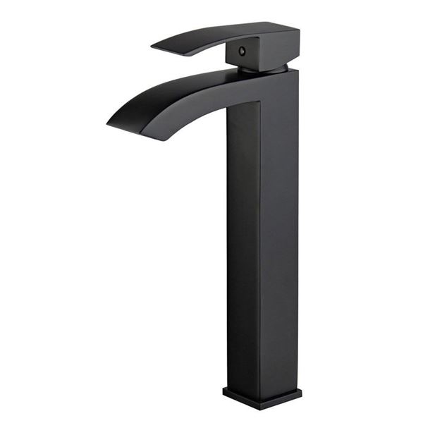 DISCONTINUED : Palma Single Handle Bathroom Vanity Faucet with Overflow in New Black