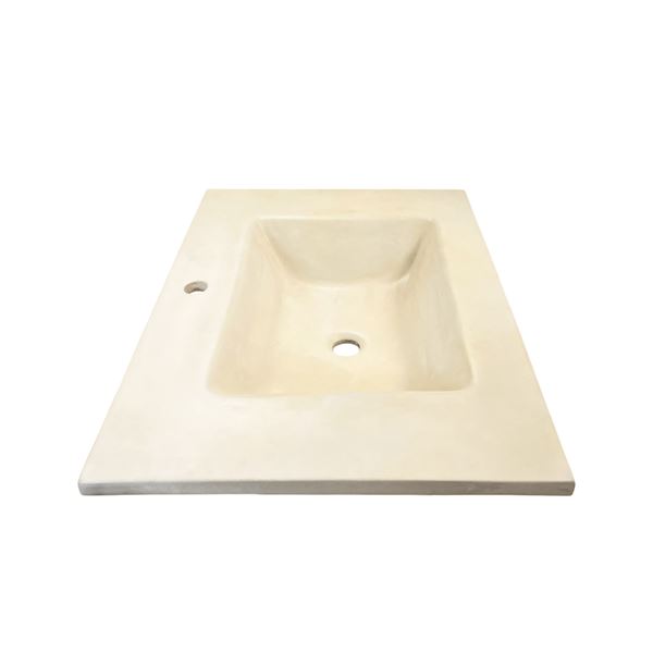 31 in. Single Concrete Ramp Sink Top with Rectangle Sink, Cream 
