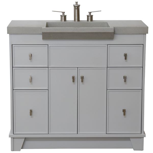39 in Single Sink Vanity Light Gray Finish in Gray Concrete Top