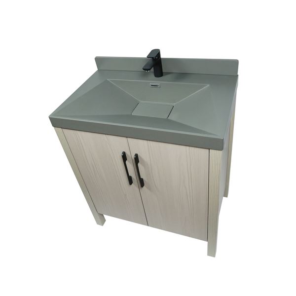 31.5" Single Sink Vanity In Light Gray with Gray Composite Granite Top