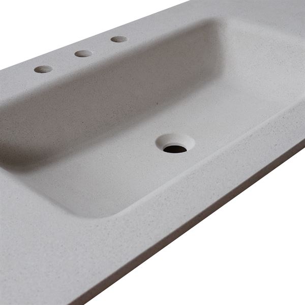 49 in. Single Slate White Concrete Top with Right Side Rectangle Sink