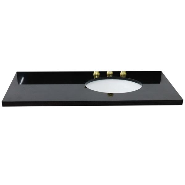 43" Black galaxy countertop and single oval right sink