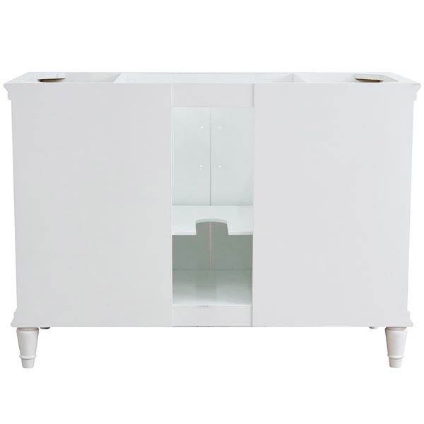 49" Single Sink Vanity in White Finish with Black Galaxy Granite and Rectangle Sink