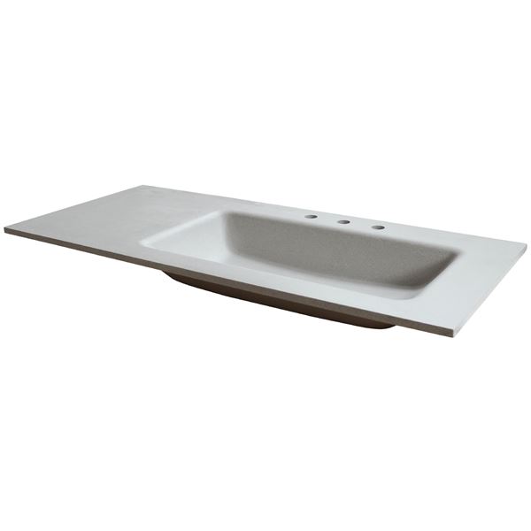 49 in. Single Light Gray Concrete Top with Right Side Rectangle Sink