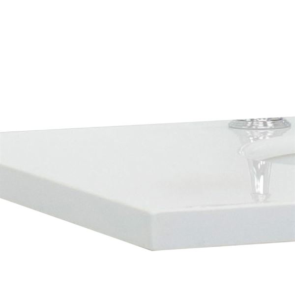43" White quartz countertop and single oval right sink