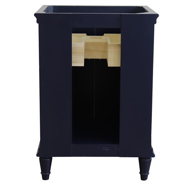 25" Single vanity in Blue finish with White quartz and round sink